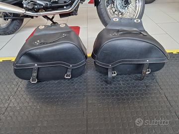 Coppia Borse Pelle Moto Triumph- Harley-Davidson 
