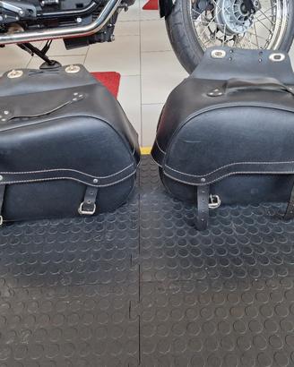 Coppia Borse Pelle Moto Triumph- Harley-Davidson 