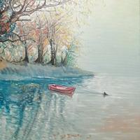 Quadro autunno sul Ticino, olio M*Dell'Aversana 