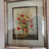 2 quadri olio su tela raffiguranti vasi di fiori