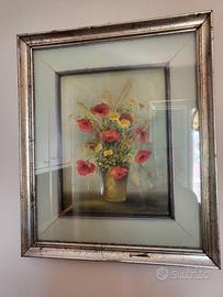 2 quadri olio su tela raffiguranti vasi di fiori