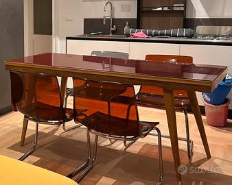 Tavolo legno e top in vetro