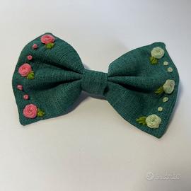 Fiocco capelli ricamato mano nastro fiori elastico