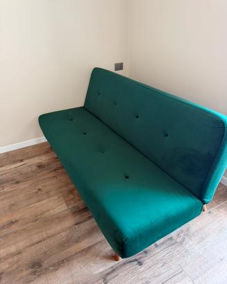 Divano letto JUVRE velluto verde scuro
