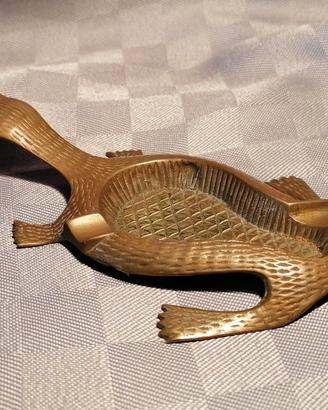 Posacenere vintage in ottone lucertola/tartaruga