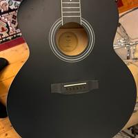 Stand + Chitarra acustica jumbo nera 6 corde