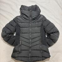 Dark grey puffer jacket women winter slim fit