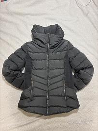 Dark grey puffer jacket women winter slim fit