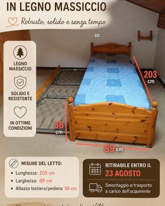 Letto singolo in legno massello