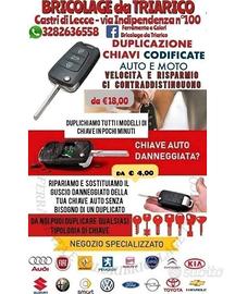 Duplicazione Chiavi Auto con o senza telecomando 