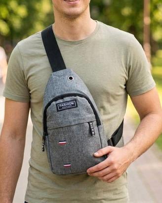 Zaino Monospalla / Marsupio Crossbody Grigio - Fas