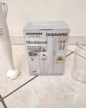 Minipimer frullatore ad immersione con bicchiere 