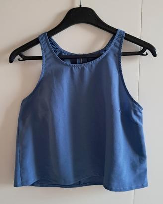 Crop Top Azzurro con Cerniera Posteriore 