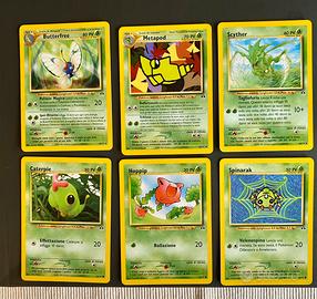 6 Carte set Neo Discovery, 1 Rara e 2 Non Comuni