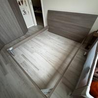 Profilo letto matrimoniale in legno rovere grigio