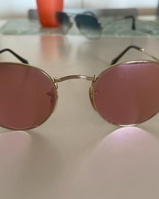 Occhiale Ray ban lenti tonde specchiate rosa