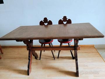 Tavolo legno ,con 4 sedie,  tipo tirolese