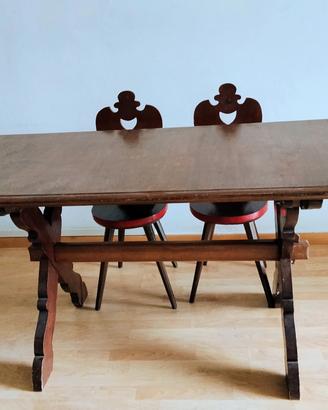Tavolo legno ,con 4 sedie,  tipo tirolese