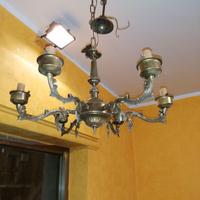 Lampadario vintage in ottone 6 punti luce