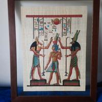 Quadro tela papiro egiziano cornice legno e vetro