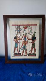 Quadro tela papiro egiziano cornice legno e vetro