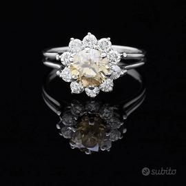 SOLITARIO ANELLO VINTAGE ORO 18KT BRILLANTI 1.60CT