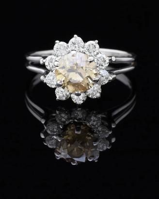 SOLITARIO ANELLO VINTAGE ORO 18KT BRILLANTI 1.60CT