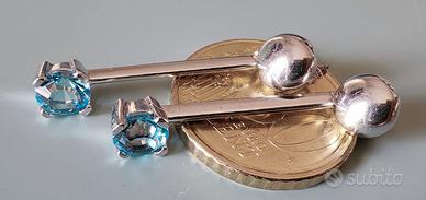Orecchini Acquamarina Lunghi Pendenti Argento 925