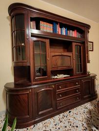 Parete Attrezzata Classica in Piuma di Mogano