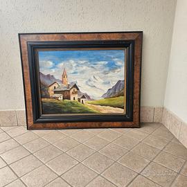 Quadro a olio paesaggio alpino datato 1941