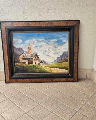 Quadro a olio paesaggio alpino datato 1941