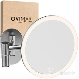 Specchio Bagno LED Ovimar 5x Ricaricabile Silver
