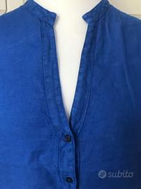 Casacca/camicia blu elettrico lino 48 NUOVA