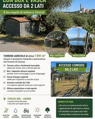 Terreno agricolo con box e Vasca a Civezza