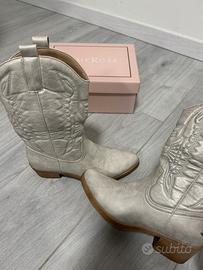 Stivaletti texani bianchi Dame Rose