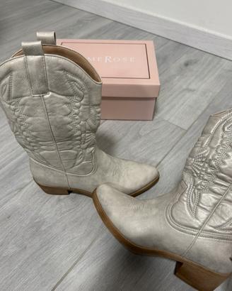 Stivaletti texani bianchi Dame Rose