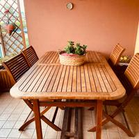 Set tavolo da esterno allungabile + 4 sedie