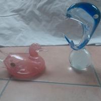 Delfino e Anatra Murano foglia oro e argento
