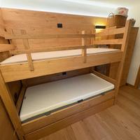 Letto a castello artigianale  in legno rovere