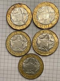 Lotto cinque monete da 1000 lire(due del 1997)