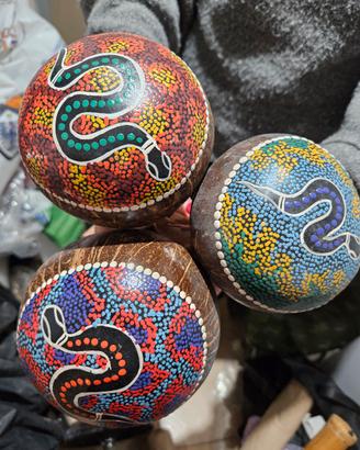 maracas in cocco nuovi dipinto a mano 