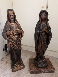 Statue In marmo e ardesia Gesù e Maria