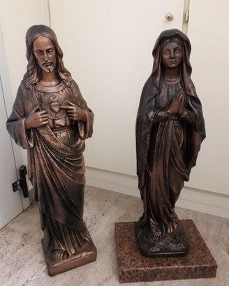 Statue In marmo e ardesia Gesù e Maria