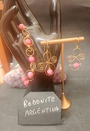 bracciale+orecchini rodonite argentina 