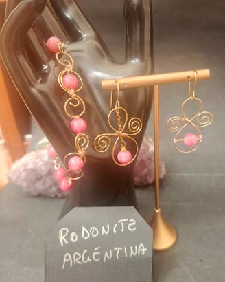 bracciale+orecchini rodonite argentina 