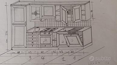 Cucina legno massello 291cm x 234cm (altezza)