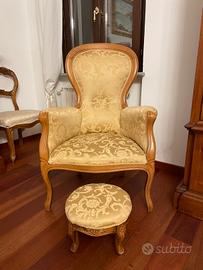 Poltrona classica tessuto damascato anni '70