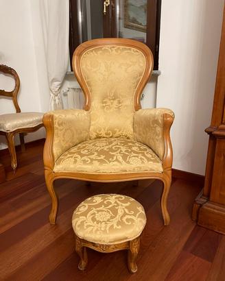 Poltrona classica tessuto damascato anni '70
