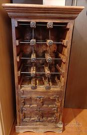 Mobile Cantinetta in Legno Massello Stile Rustico 