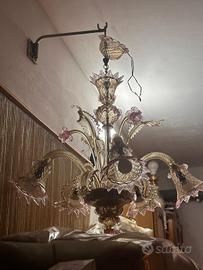 lampadario in vetro di murano colorato 